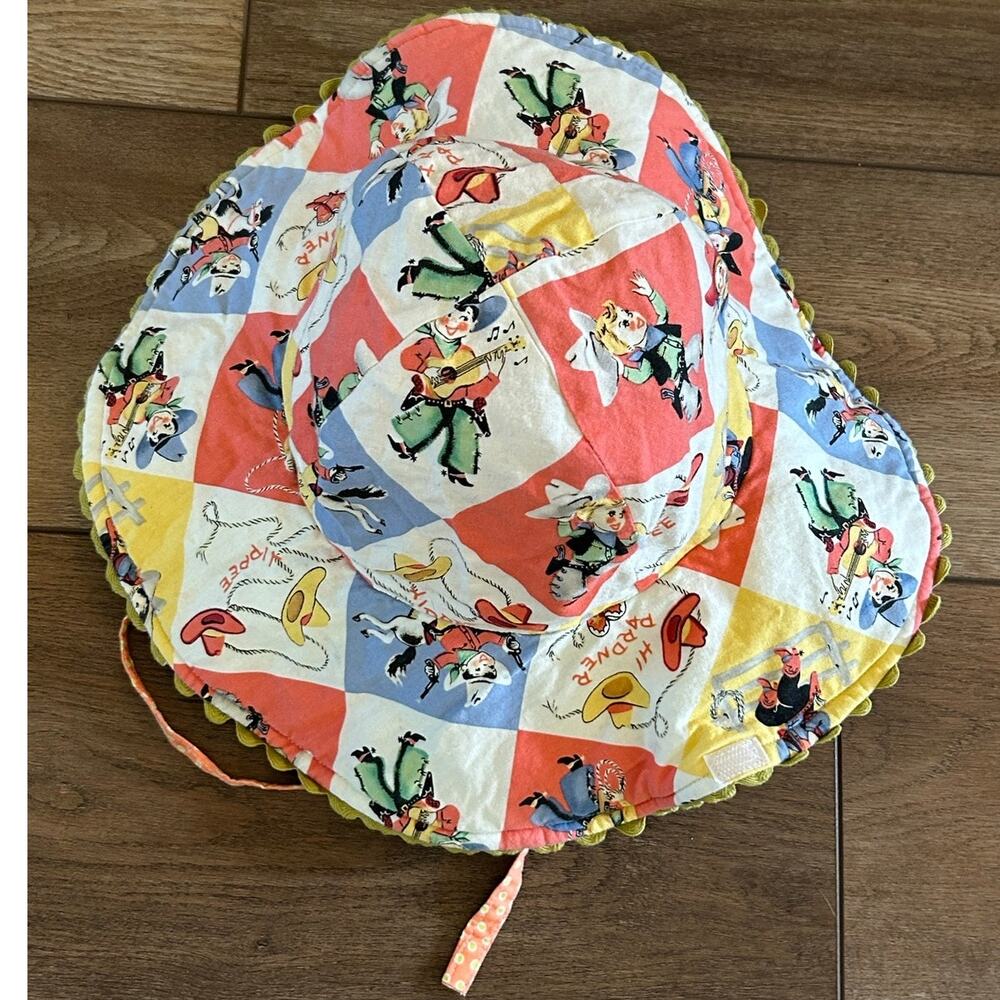 Vintage Style Toddler Western Bucket Sun Hat Cowboy Cowgirl Print Made in USA